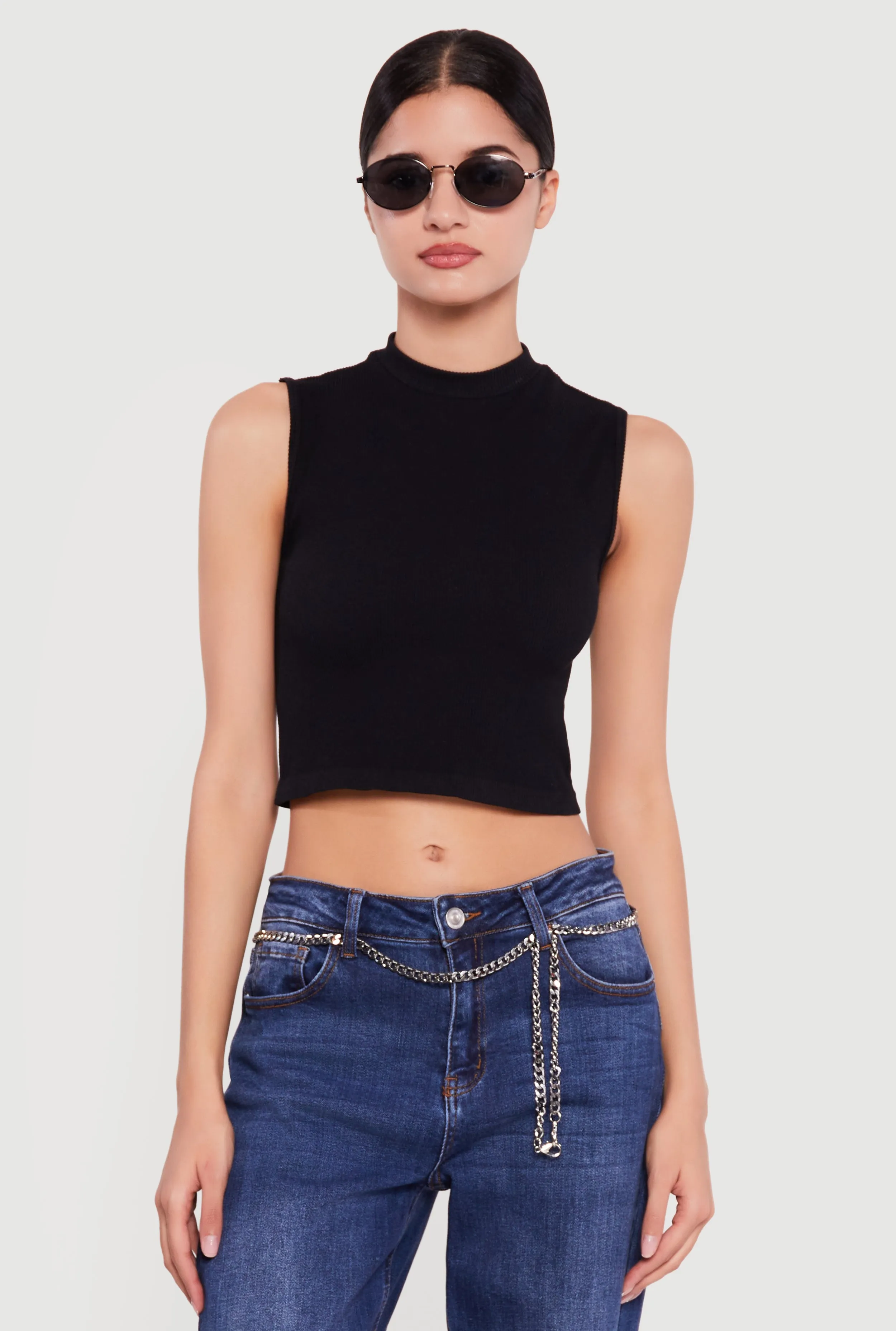 Seamless Cropped Mock Neck Tank Top sold by Rainbow product image thumbnail 2