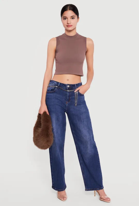 Seamless Cropped Mock Neck Tank Top made by Rainbow