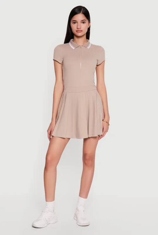 Half Zip Front Polo Skater Dress made by Rainbow