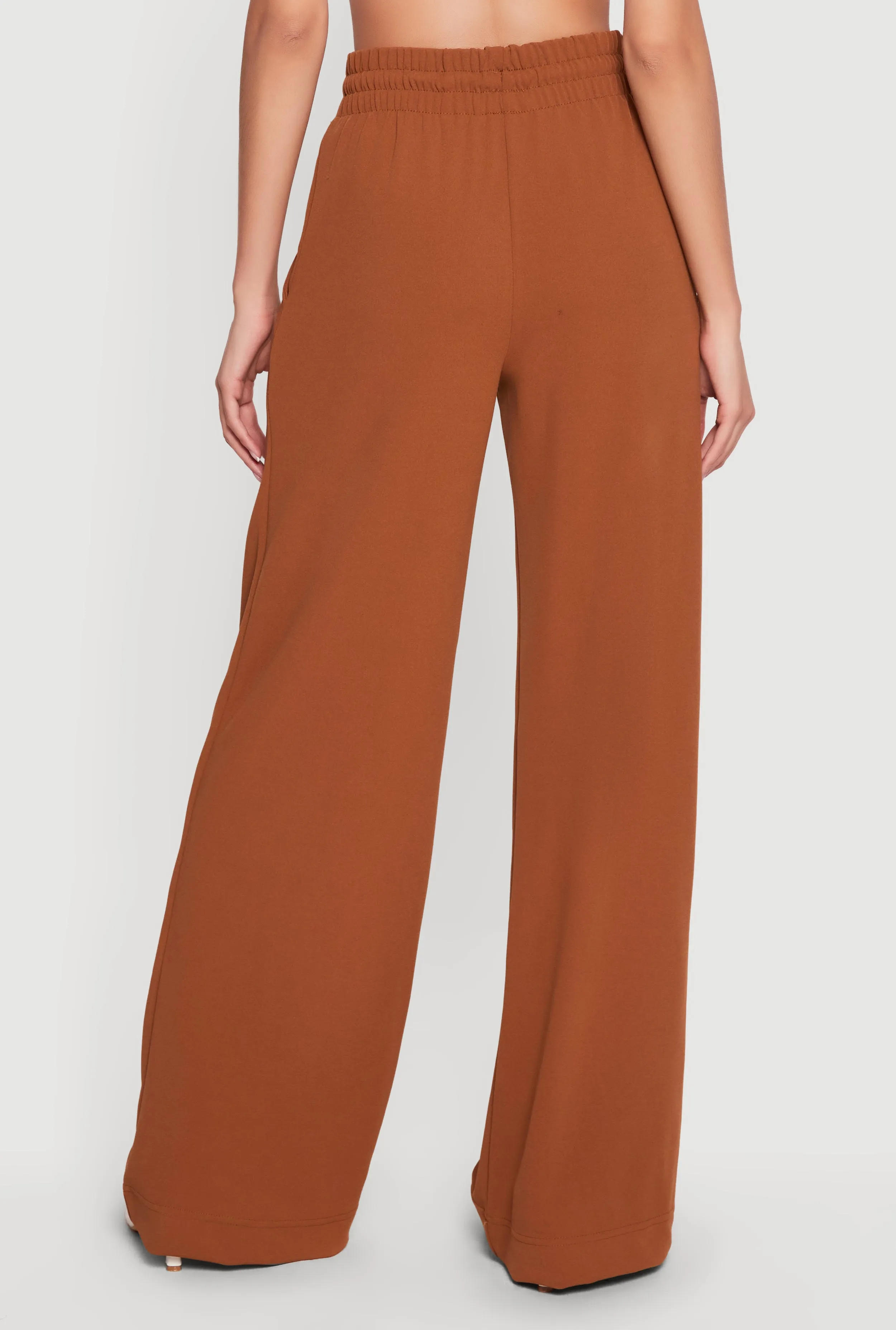 Crepe Knit Wide Leg Drawstring Waist Casual Pants sold by Rainbow product image thumbnail 5