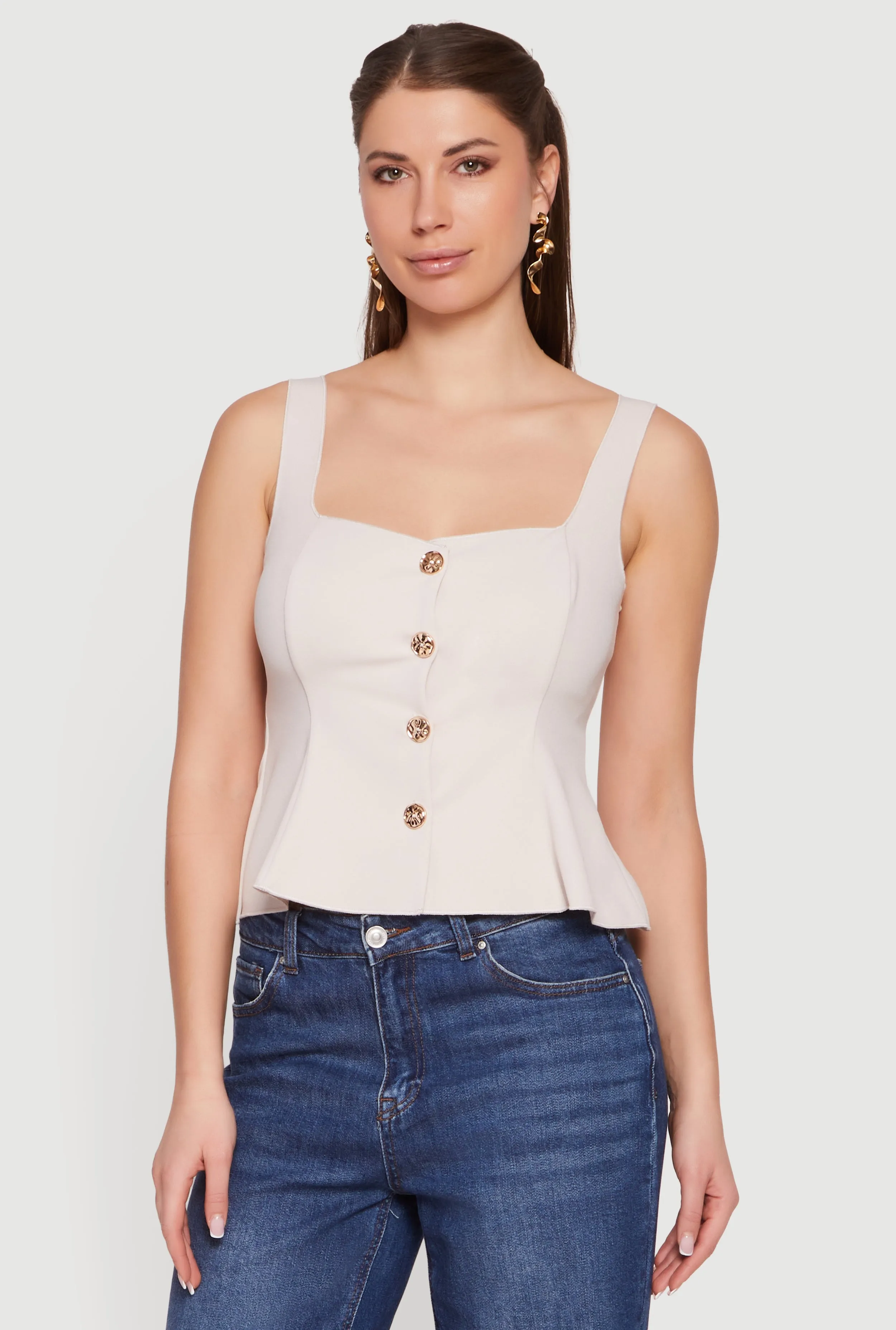 Sleeveless Button Front Peplum Top sold by Rainbow product image thumbnail 2