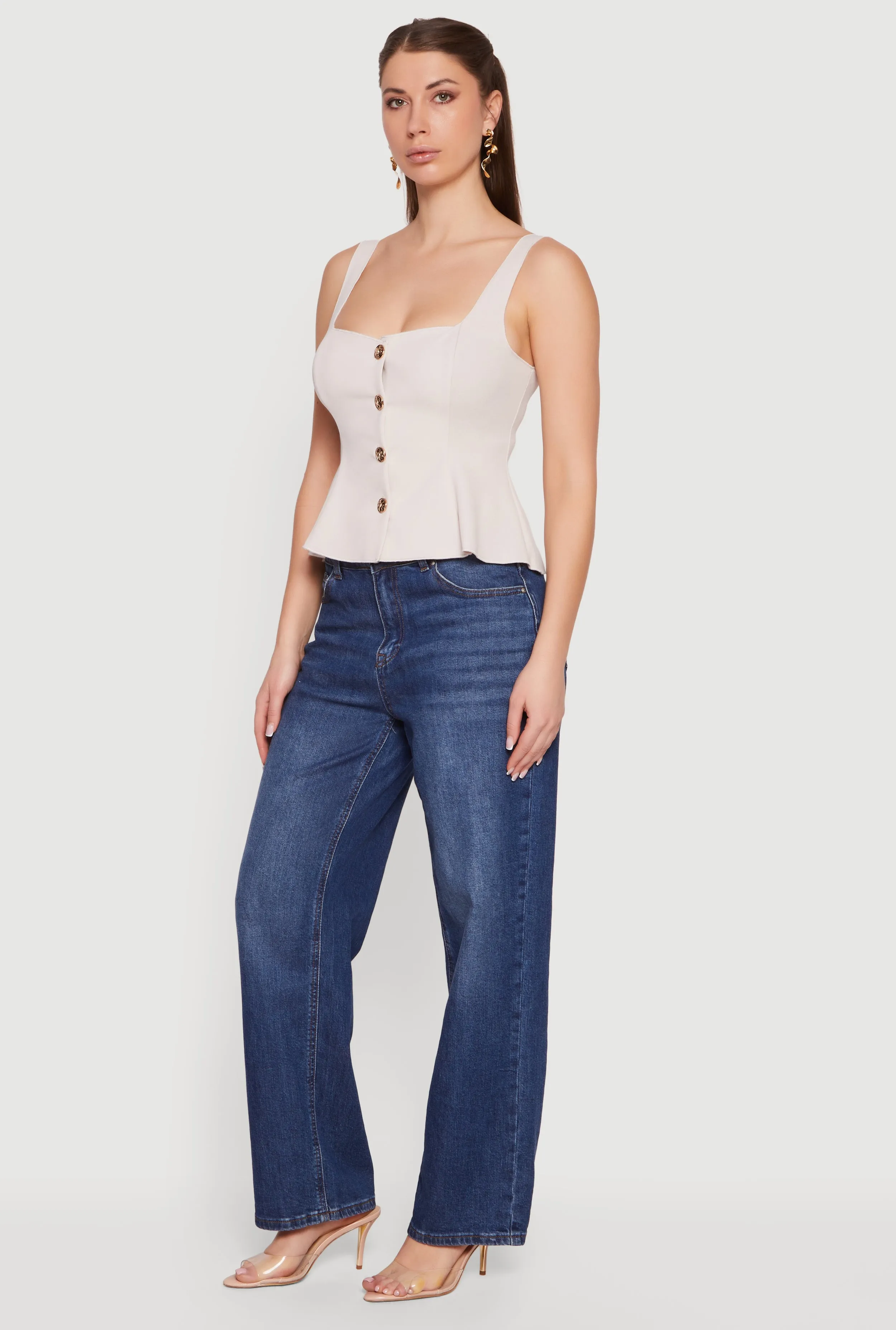 Sleeveless Button Front Peplum Top sold by Rainbow product image thumbnail 3