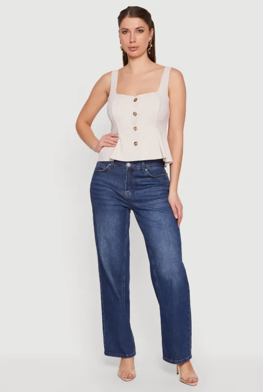 Sleeveless Button Front Peplum Top made by iris