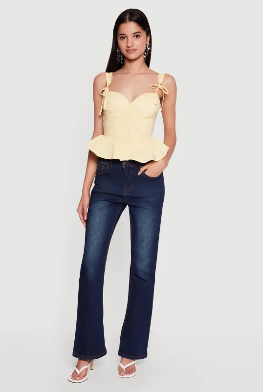 Cropped Tie Strap Peplum Bustier Top made by iris