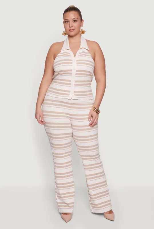 Plus Size Striped High Waisted Pants made by Rainbow