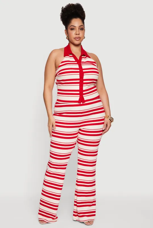 Plus Size Striped High Waisted Pants made by Rainbow