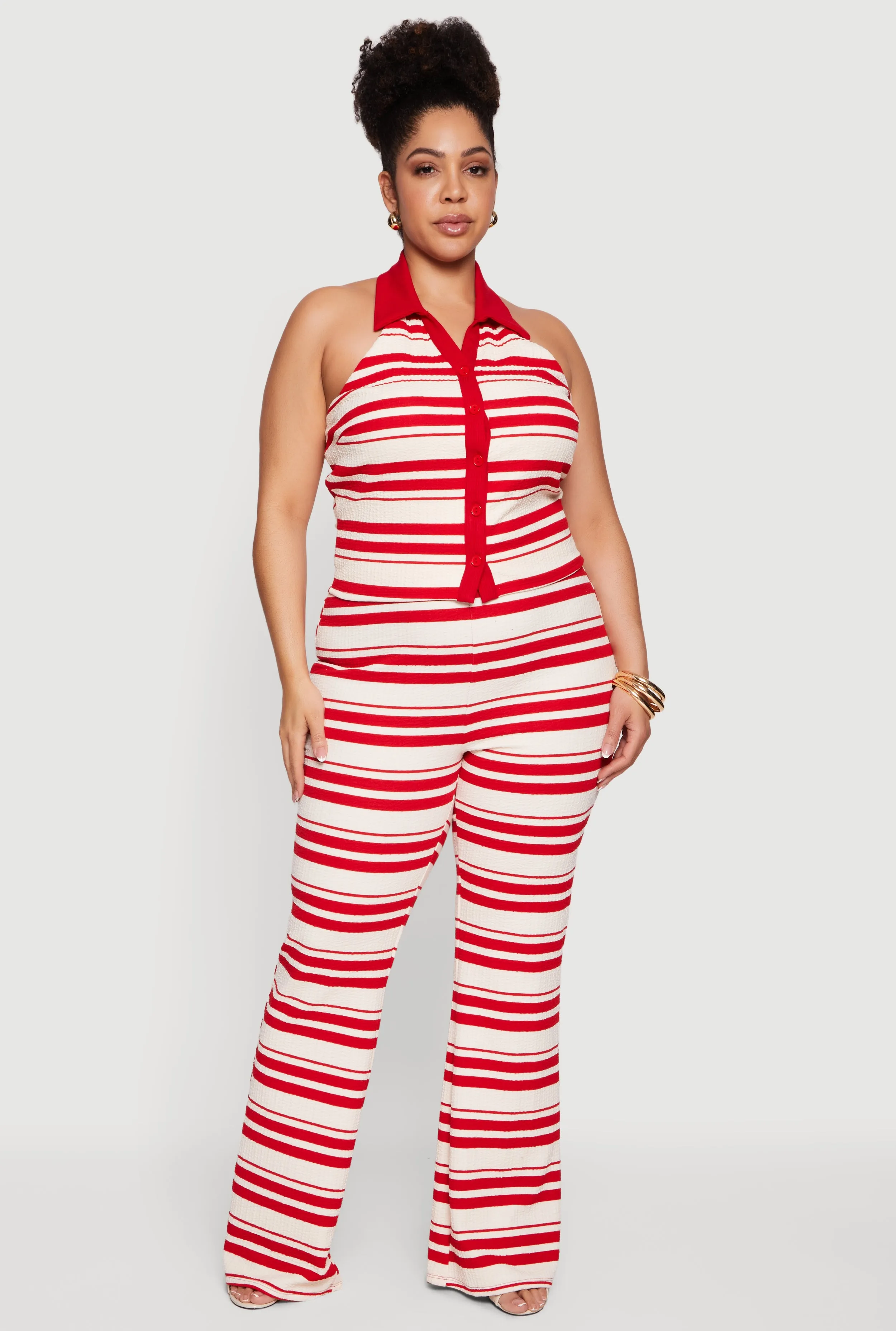 Plus Size Striped High Waisted Pants sold by Rainbow