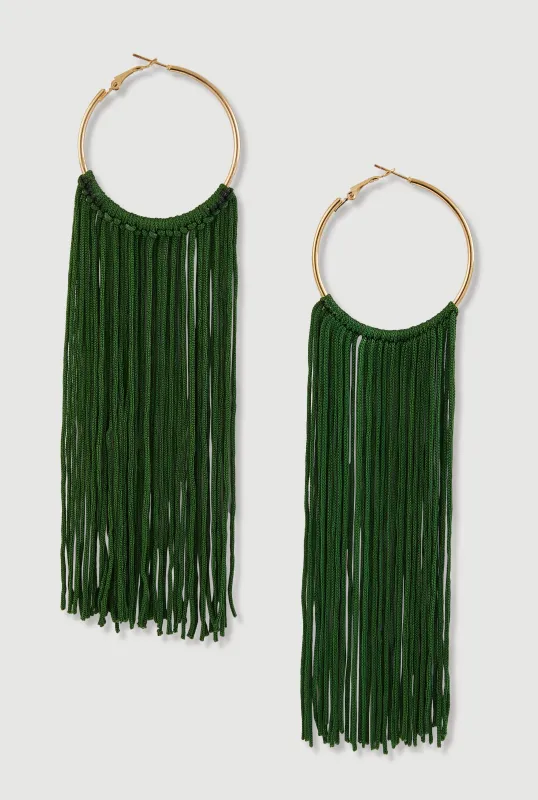 Fringe Tassel Hoop Earrings made by Rainbow