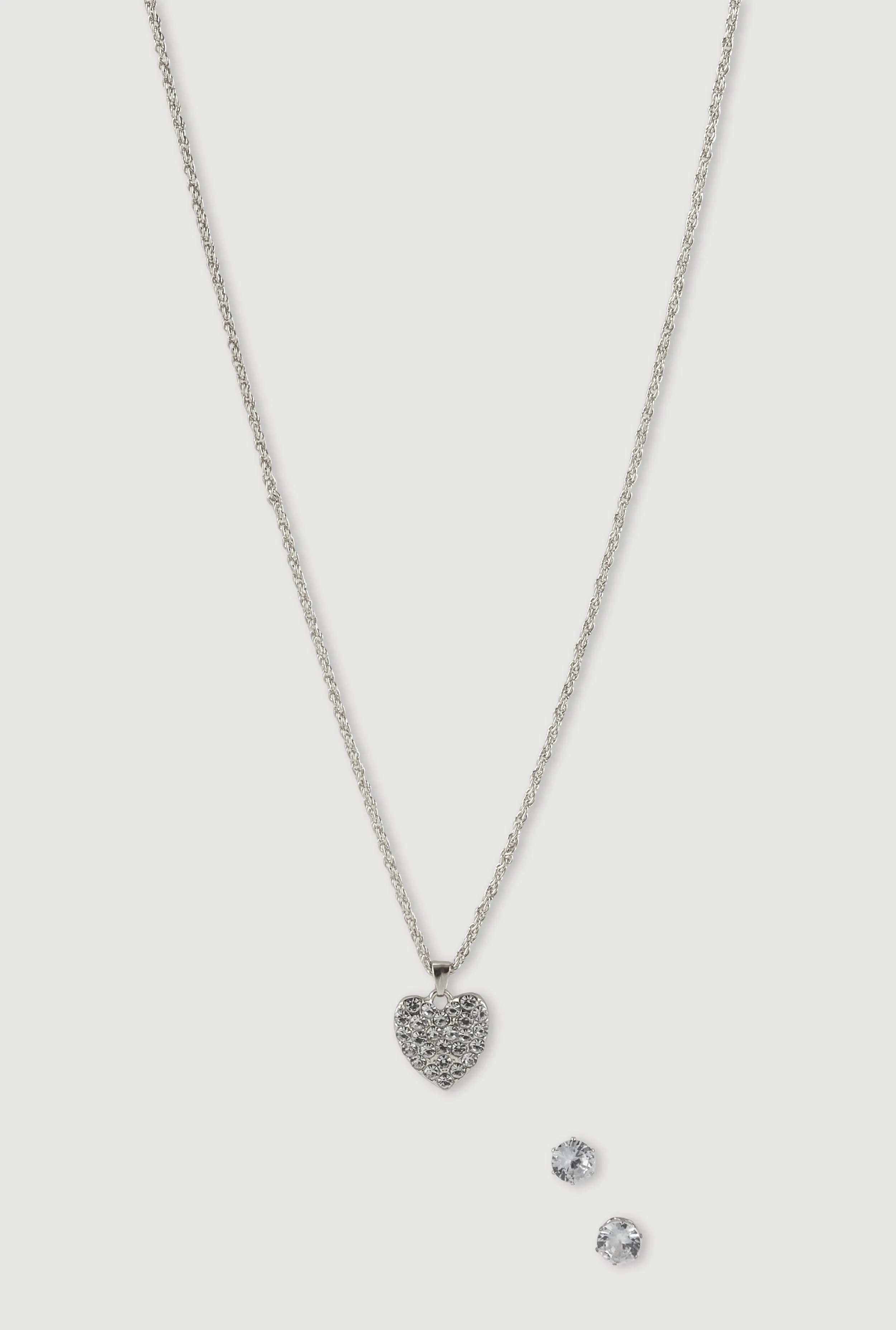 Cubic Zirconia Heart Necklace and Stud Earrings sold by Rainbow product image thumbnail 2