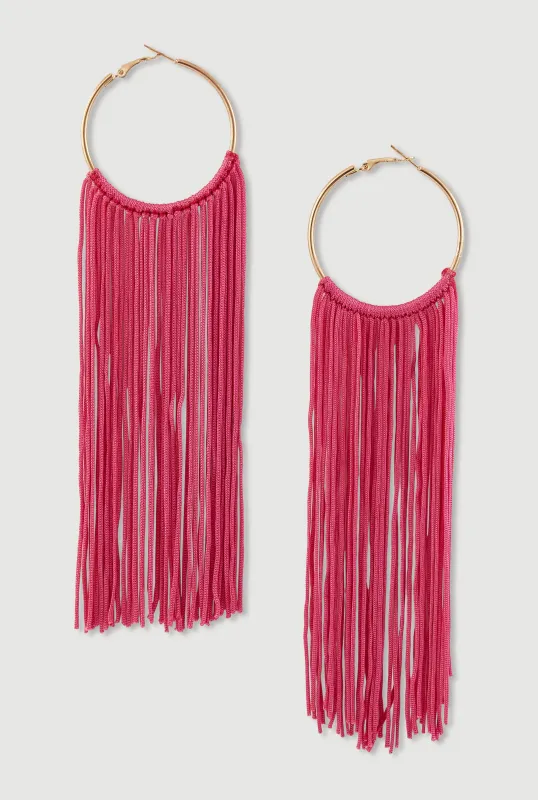Fringe Tassel Hoop Earrings made by Rainbow