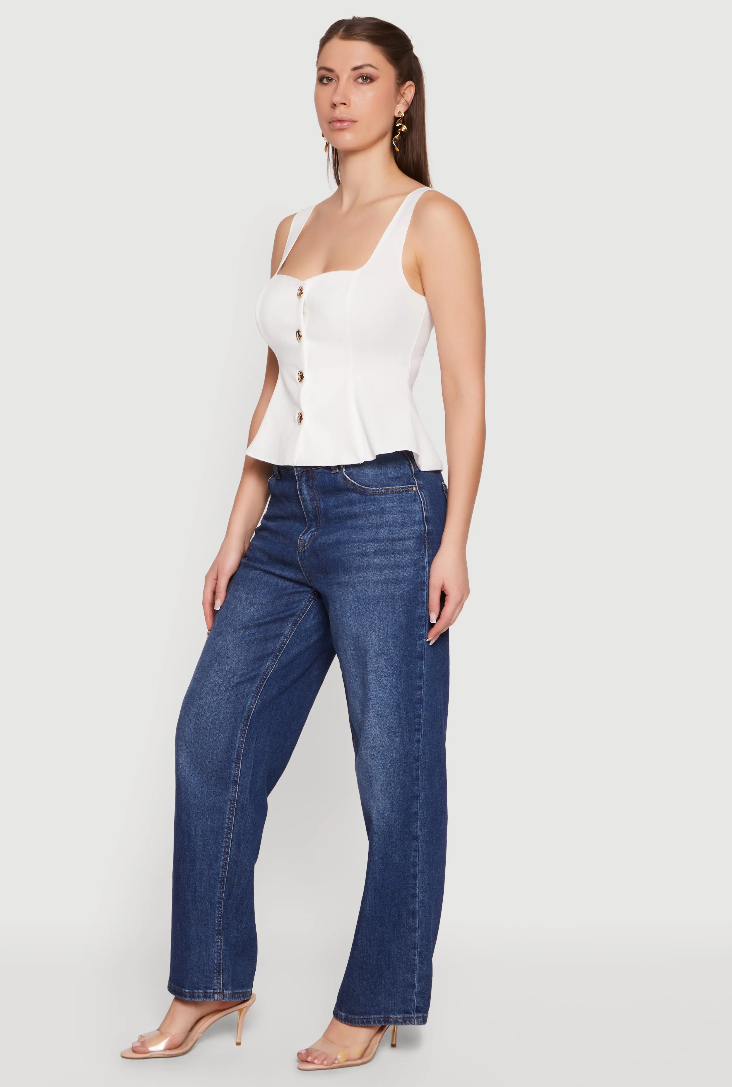 Sleeveless Button Front Peplum Top sold by Rainbow product image thumbnail 3