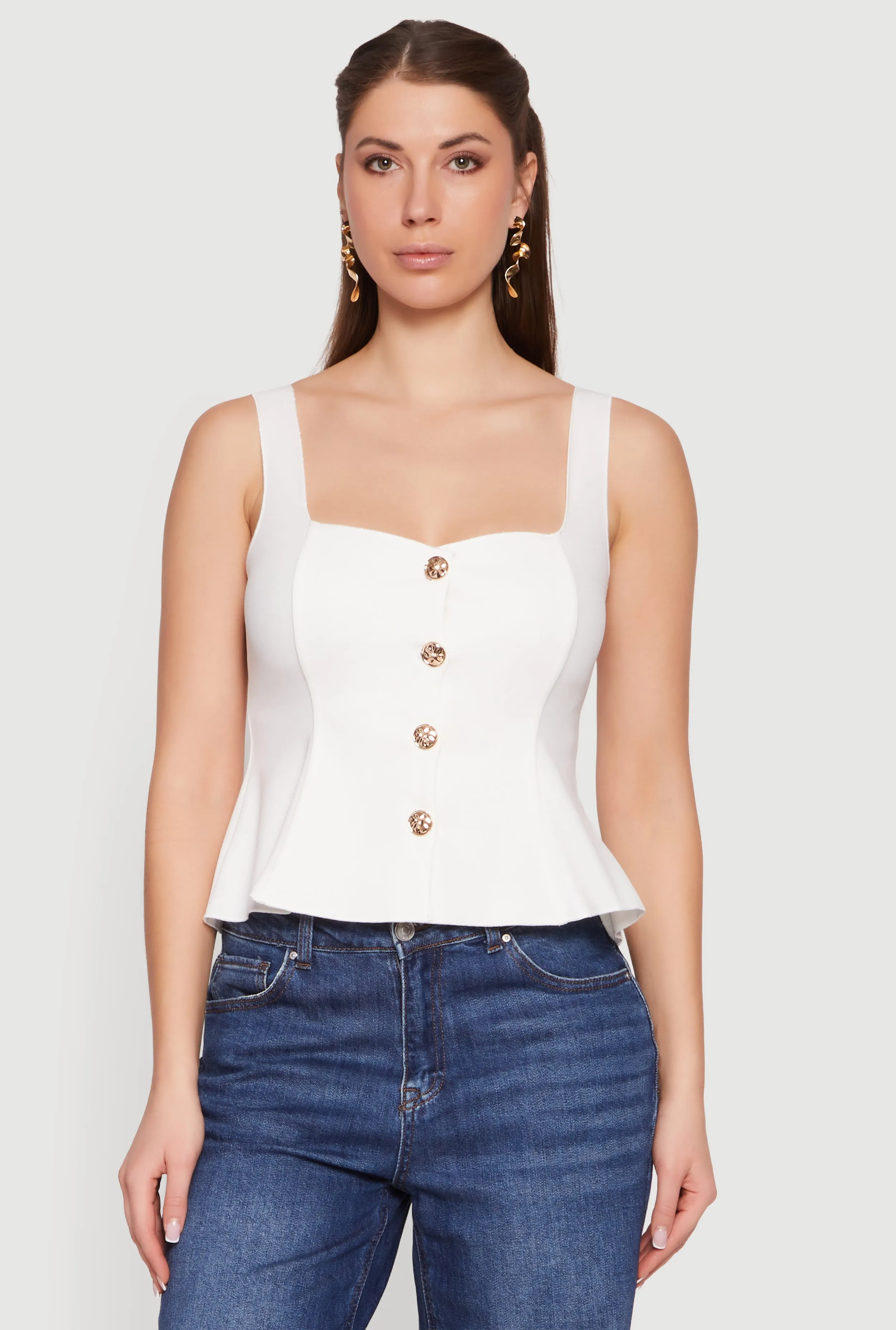 Sleeveless Button Front Peplum Top sold by Rainbow product image thumbnail 2