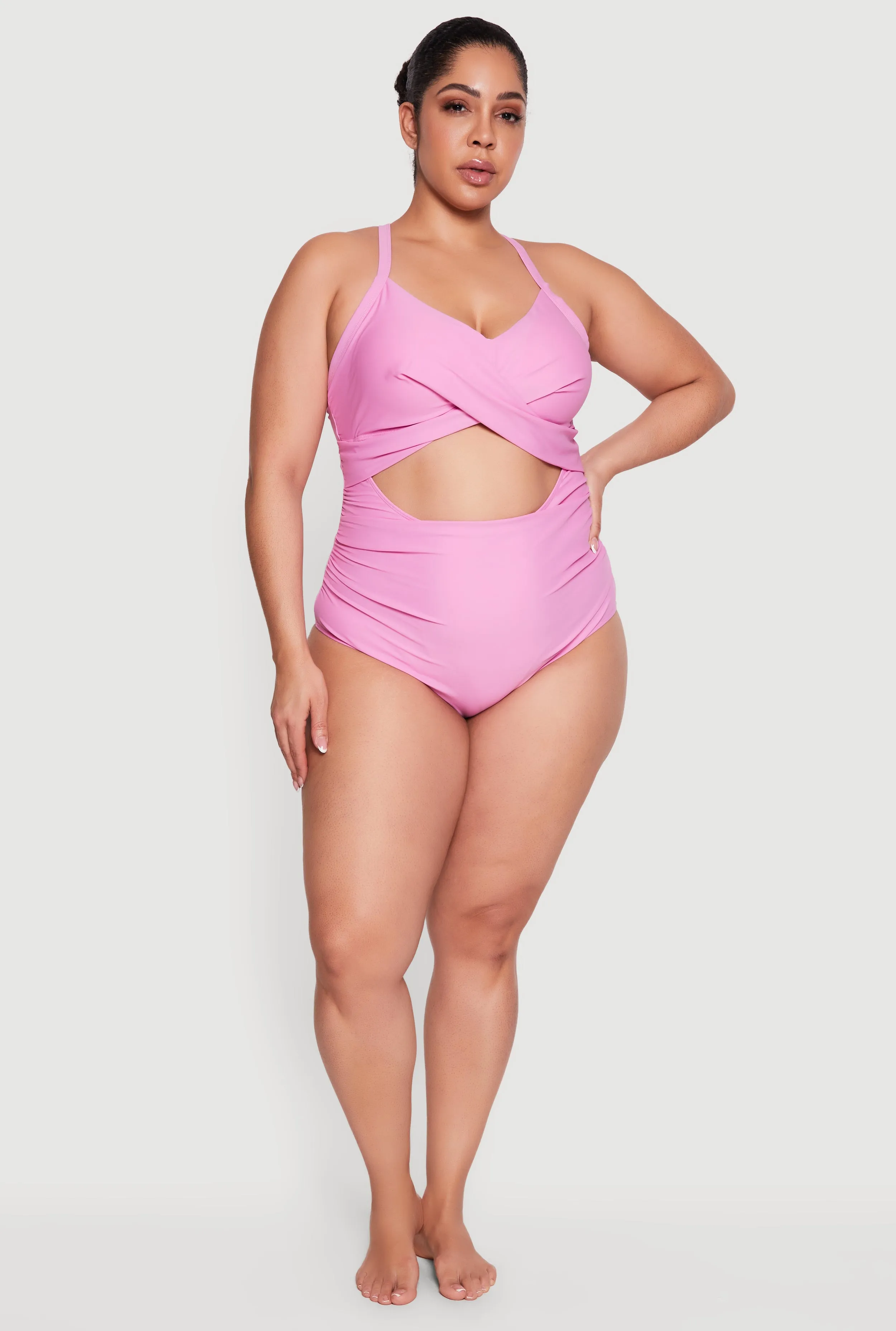 Plus Size Cut Out One Piece Swimsuit sold by Rainbow