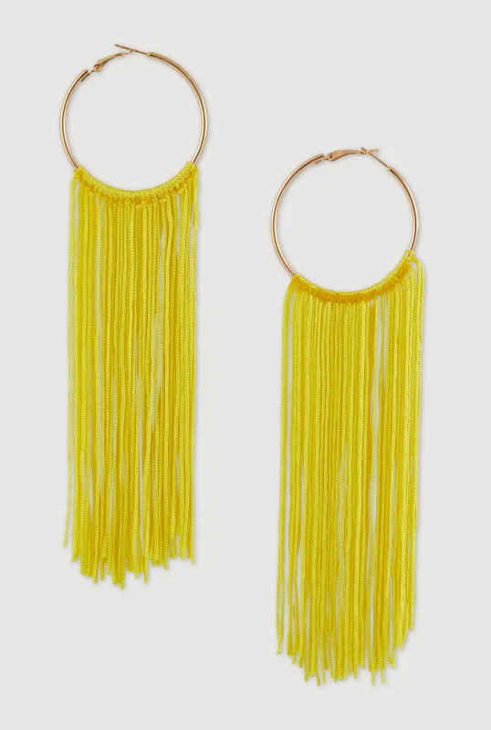 Fringe Tassel Hoop Earrings made by Rainbow