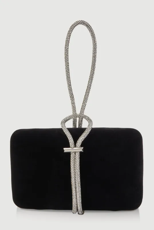 Encrusted Rhinestone Loop Strap Convertible Clutch made by Rainbow