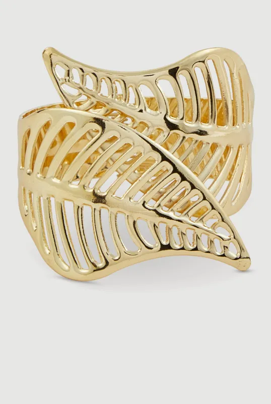 Metallic Leaf Hinge Cuff Bracelet made by Rainbow