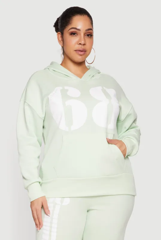 Plus Size 68 Graphic Hooded Sweatshirt made by Rainbow
