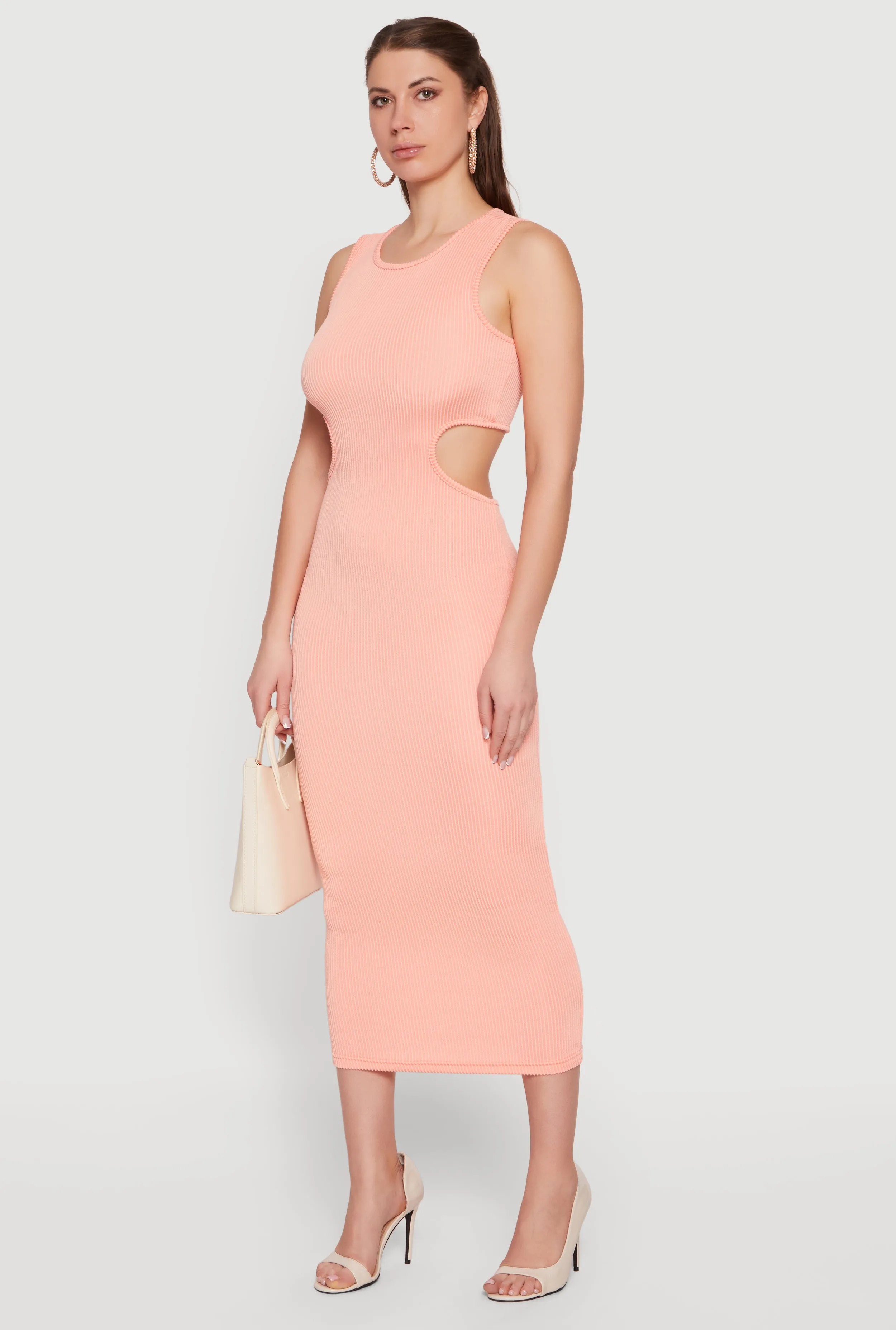 Ribbed Knit Cut Out Detail Scoop Neck Midi Dress sold by Rainbow product image thumbnail 2