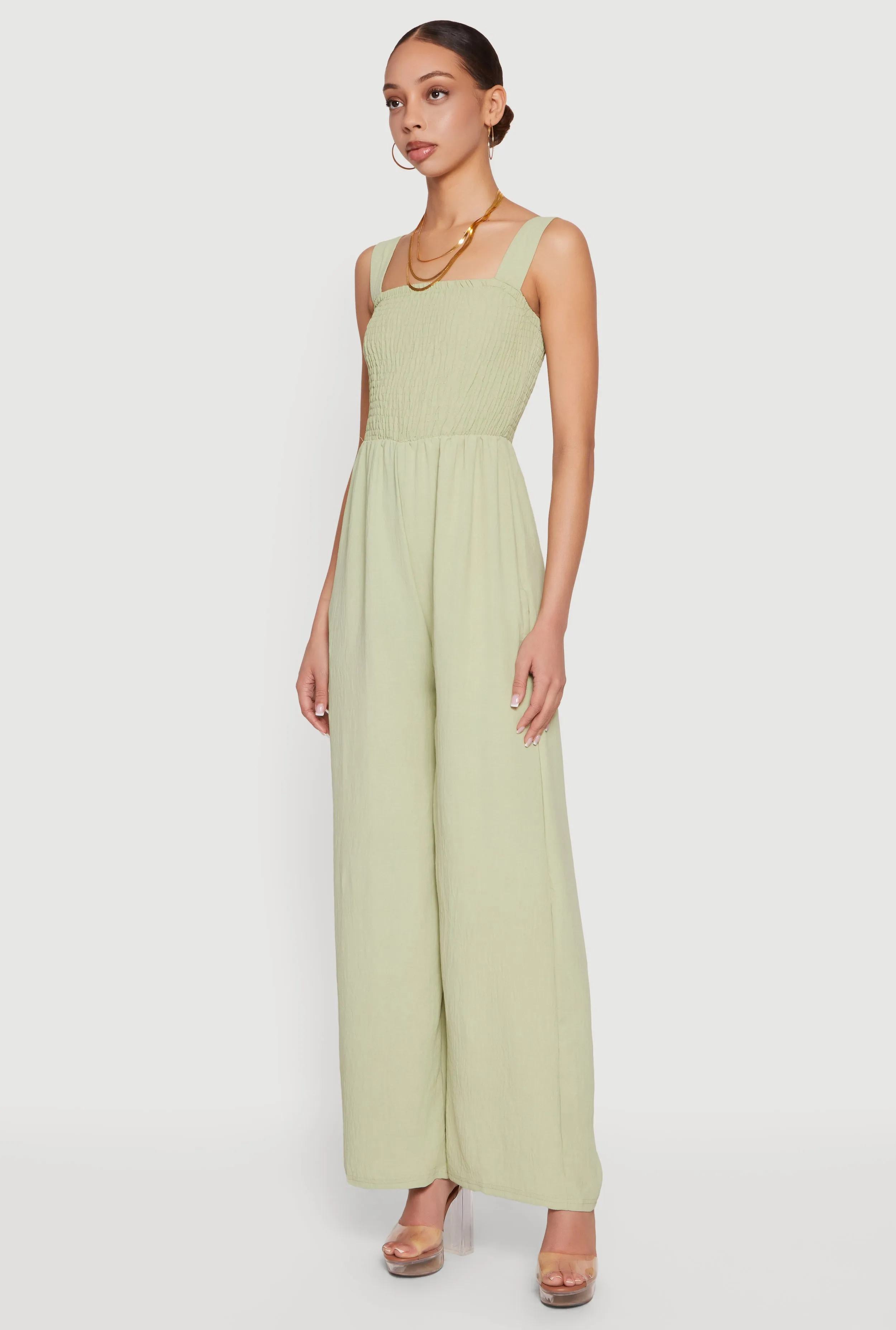 Crepe Knit Smocked Wide Leg Jumpsuit sold by Rainbow product image thumbnail 2