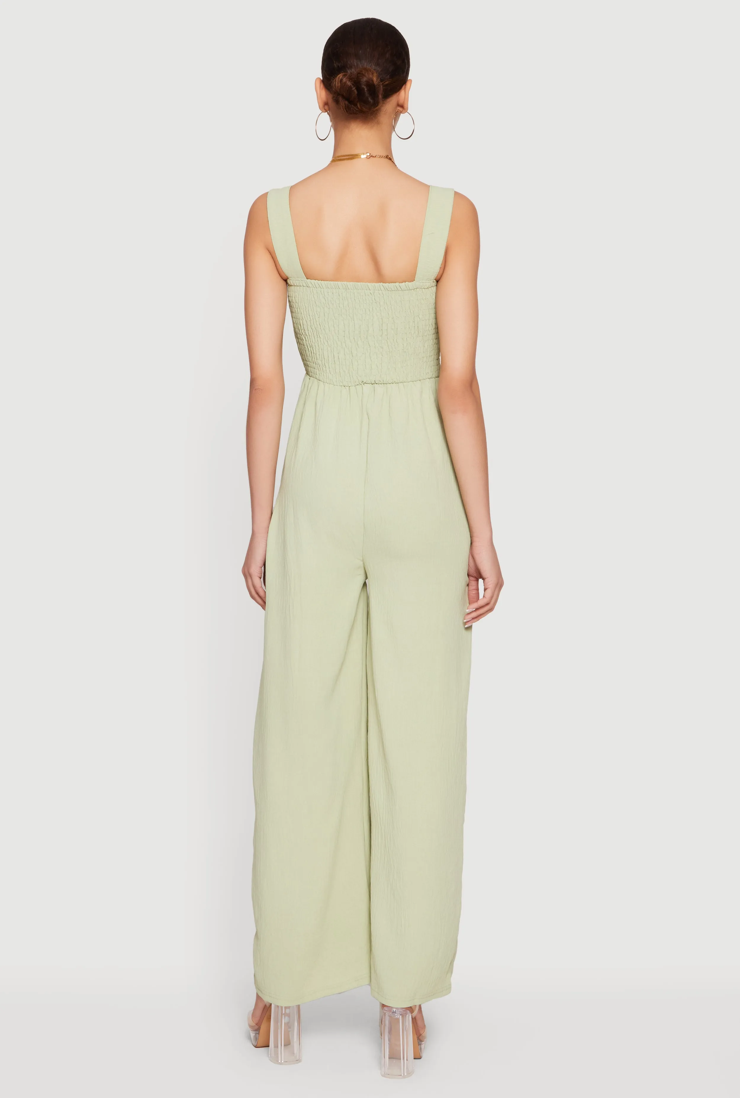 Crepe Knit Smocked Wide Leg Jumpsuit sold by Rainbow product image thumbnail 3