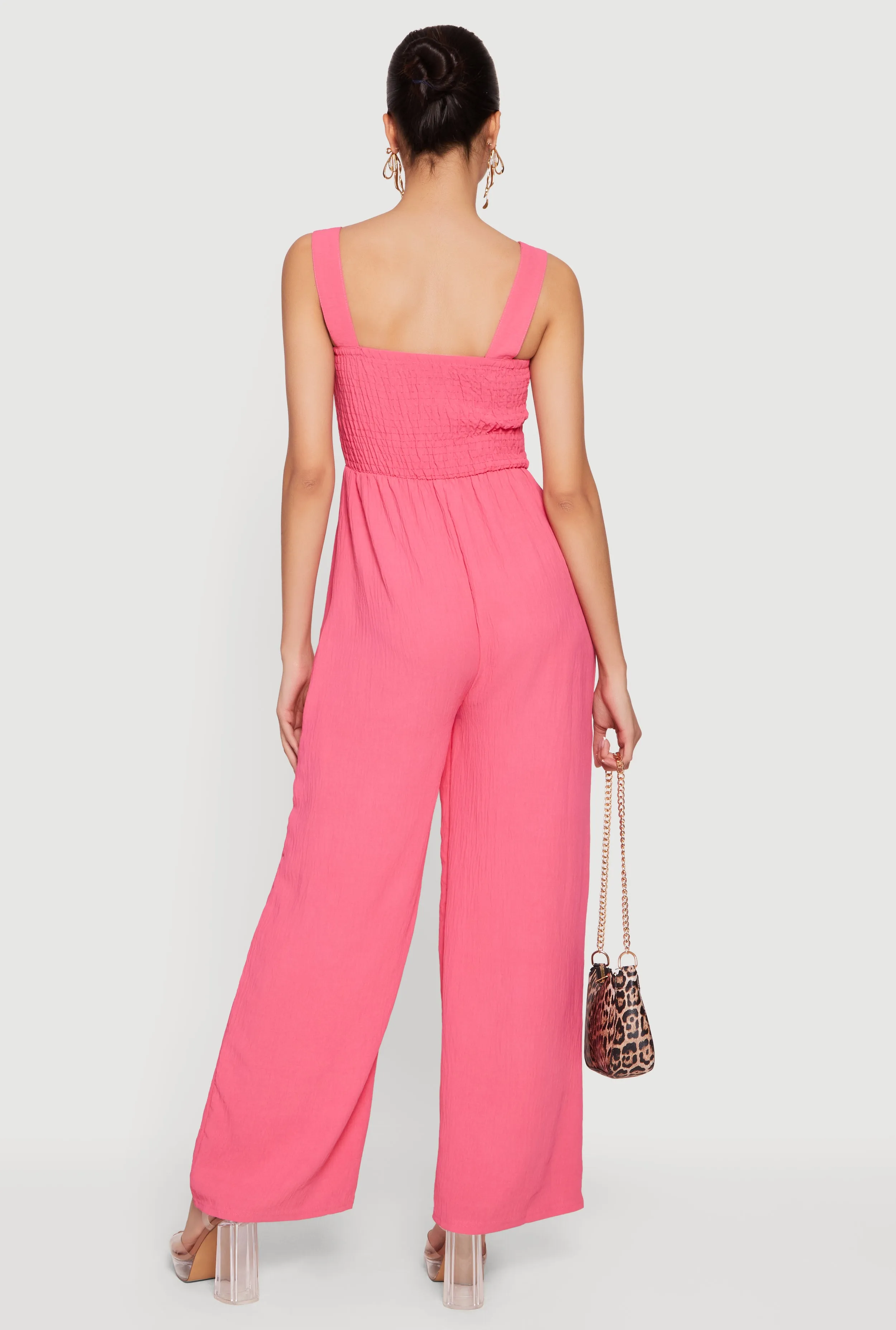 Crepe Knit Smocked Wide Leg Jumpsuit sold by Rainbow product image thumbnail 3