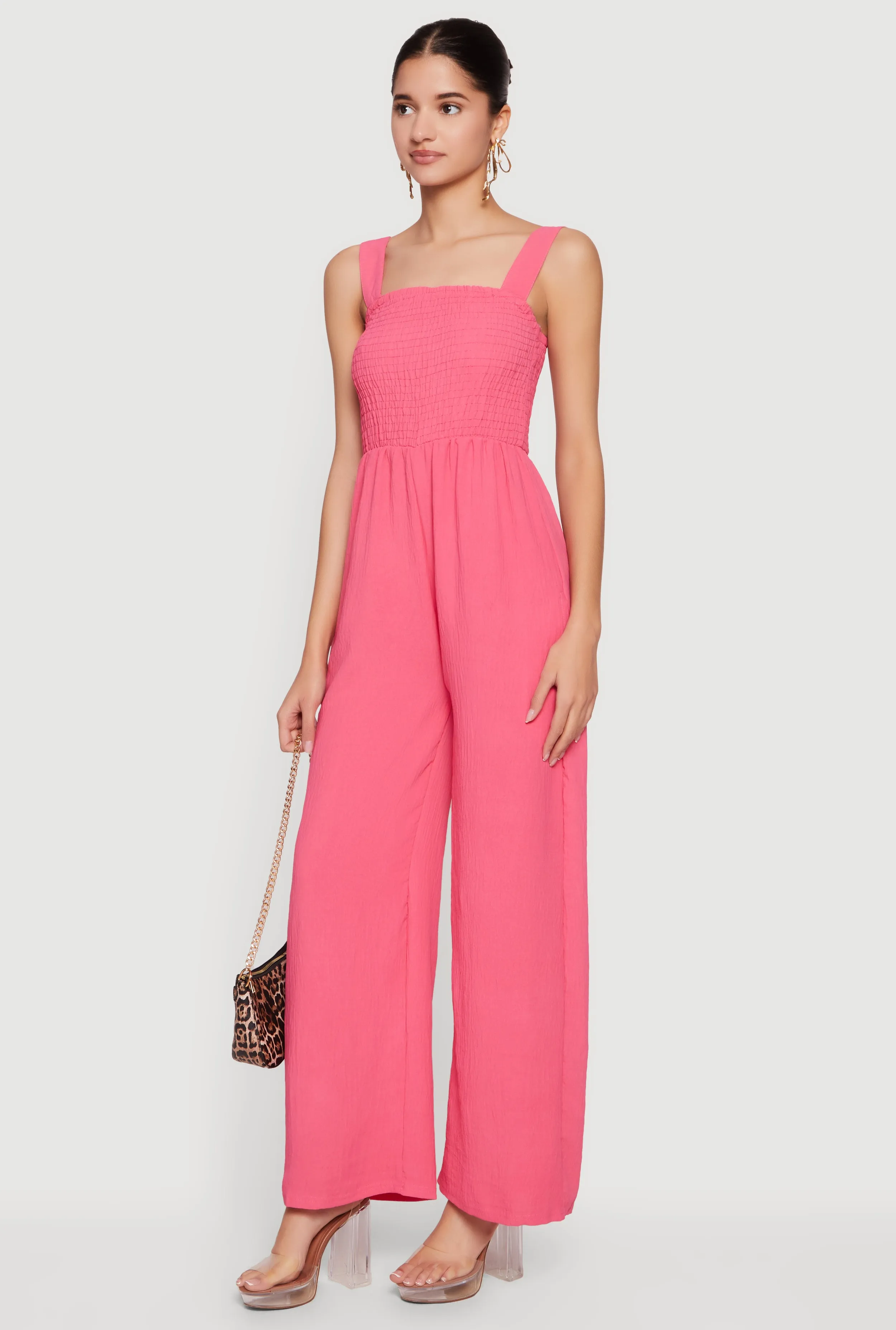 Crepe Knit Smocked Wide Leg Jumpsuit sold by Rainbow product image thumbnail 2