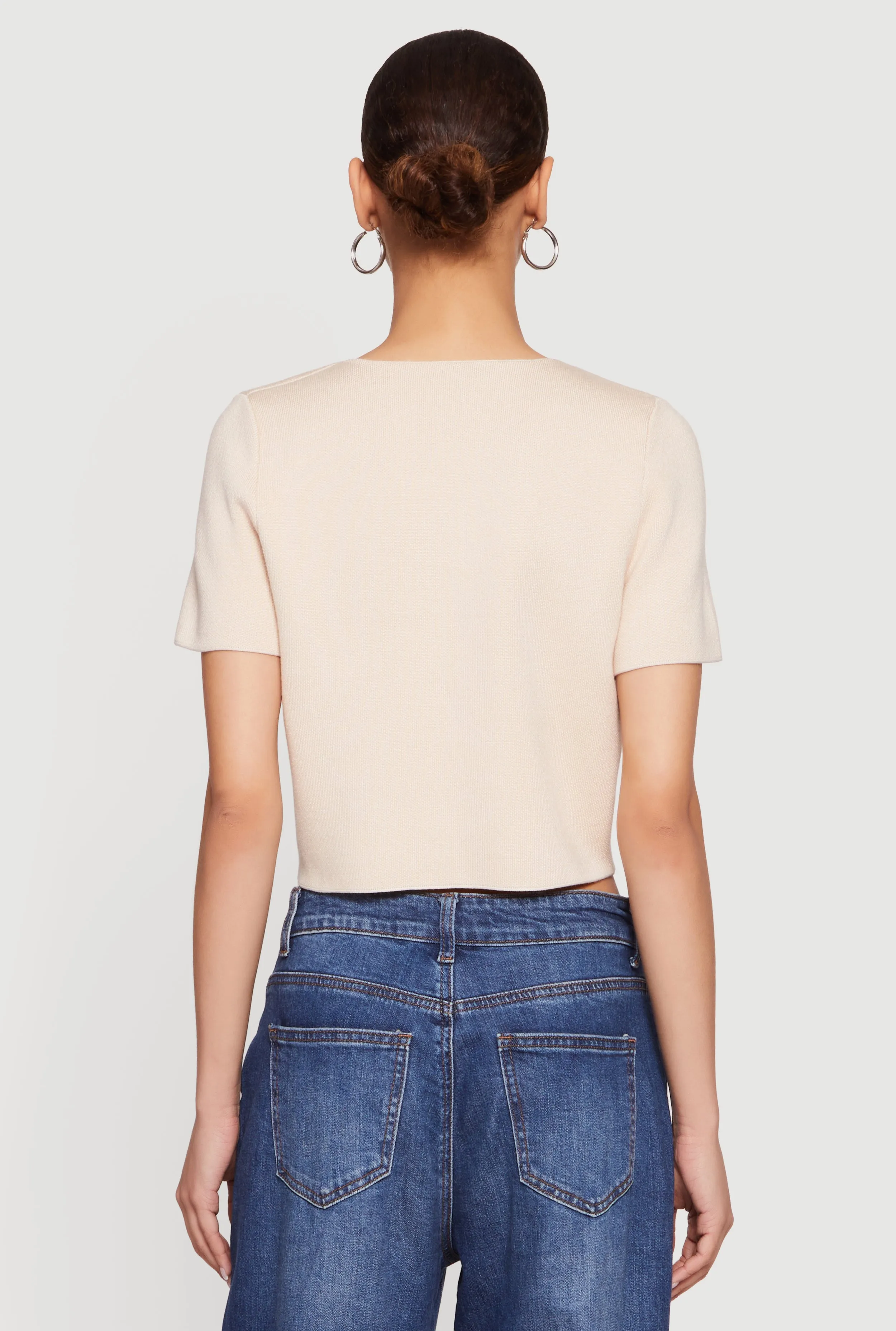 Metallic Button Front Short Sleeve Sweater sold by Rainbow product image thumbnail 5