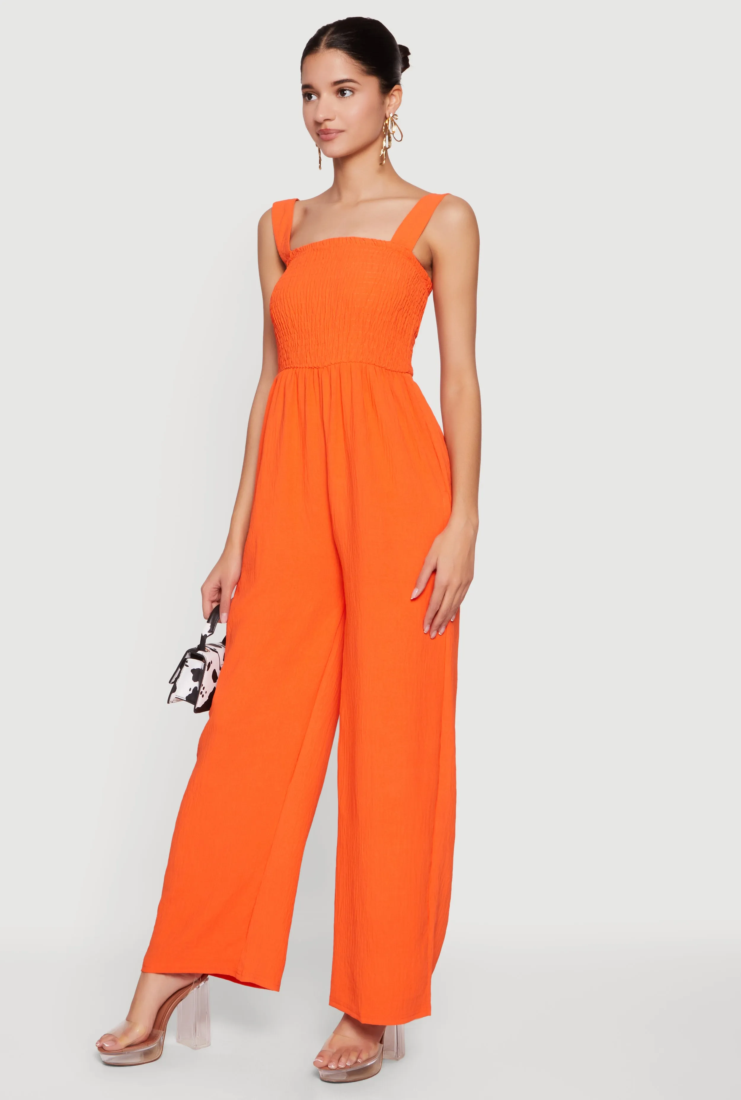 Crepe Knit Smocked Wide Leg Jumpsuit sold by Rainbow product image thumbnail 2