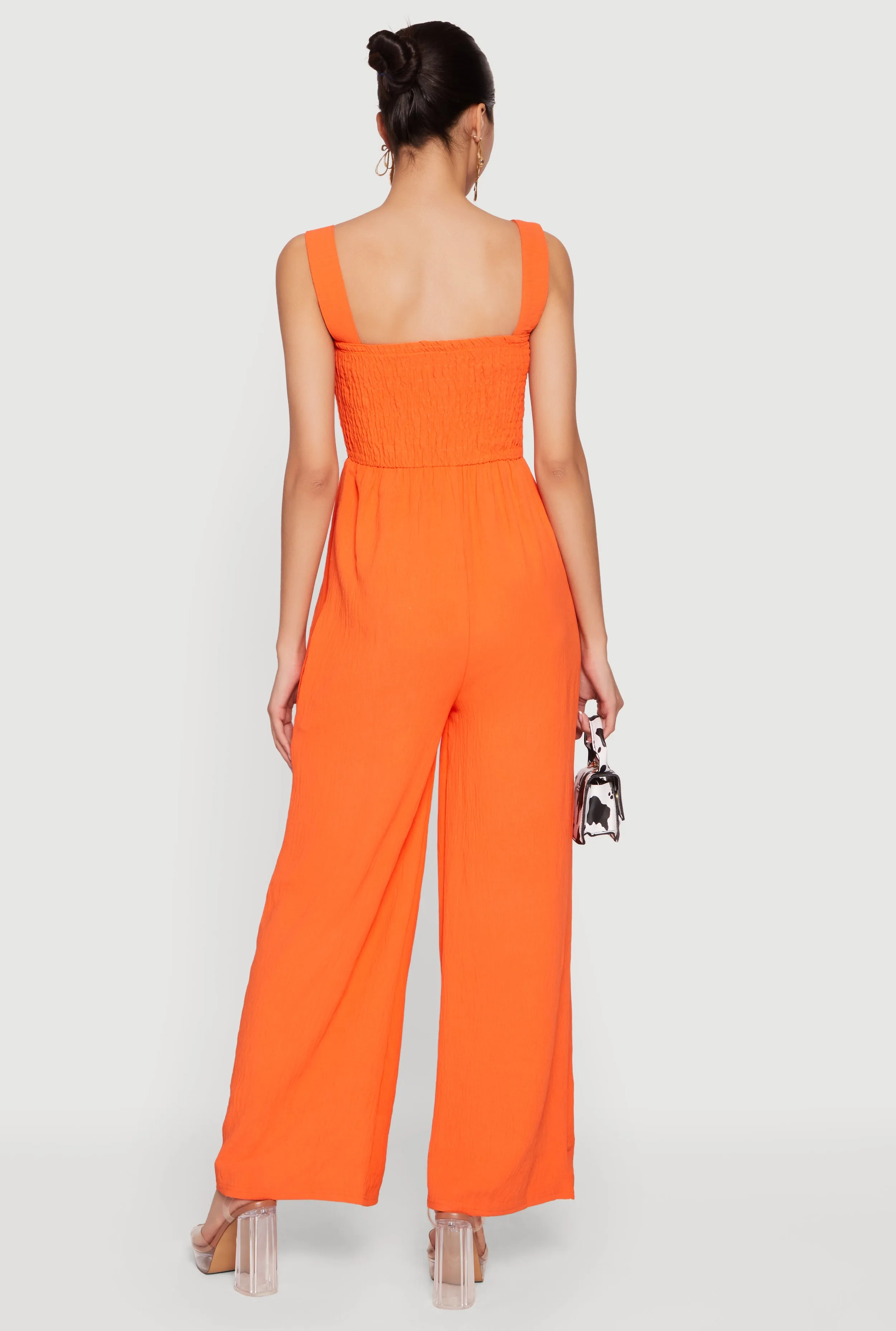Crepe Knit Smocked Wide Leg Jumpsuit sold by Rainbow product image thumbnail 3