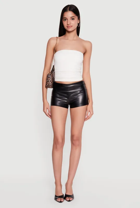 Mid Rise Faux Leather Shorts made by Rainbow