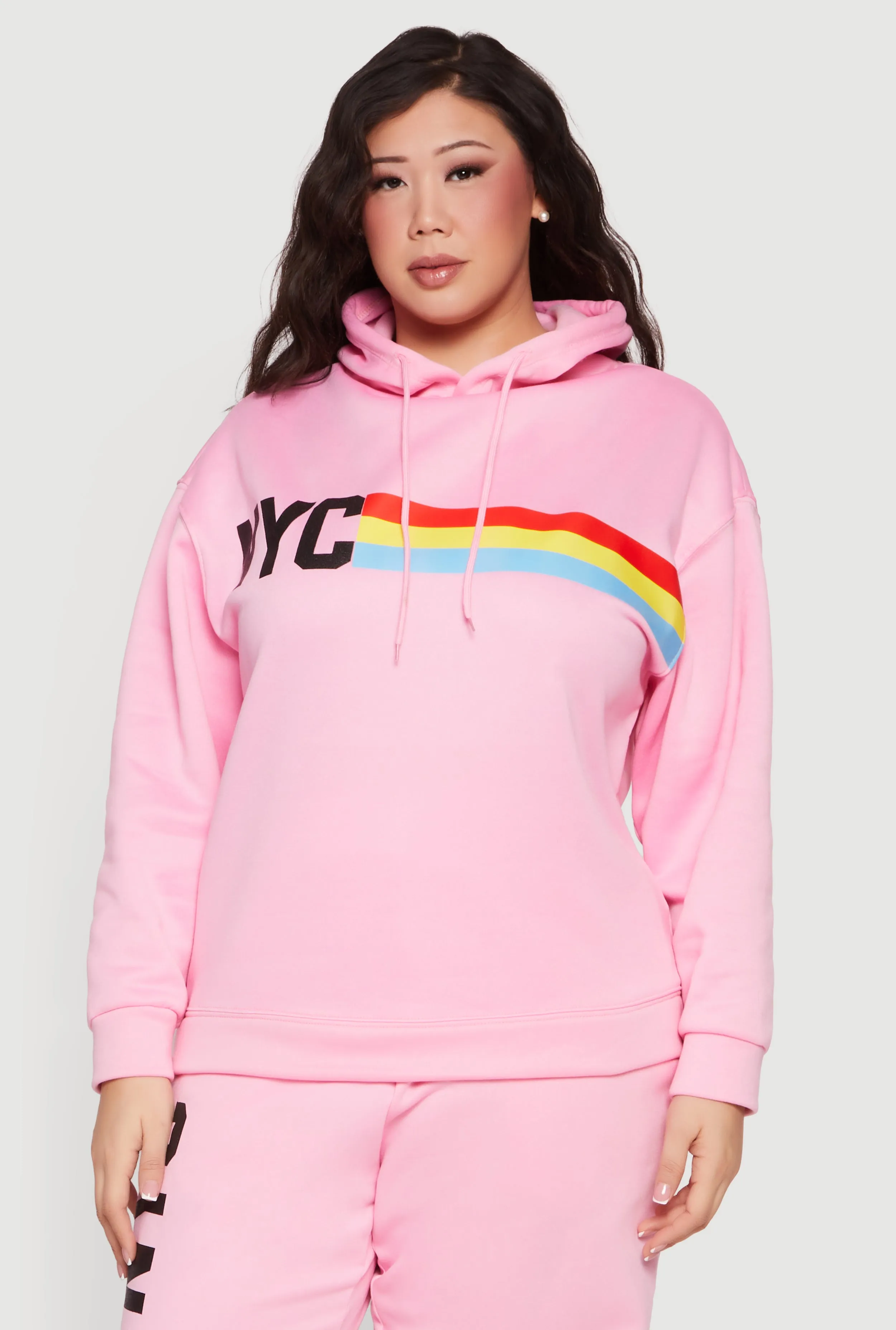 Plus Size NYC Graphic Hooded Sweatshirt sold by Rainbow