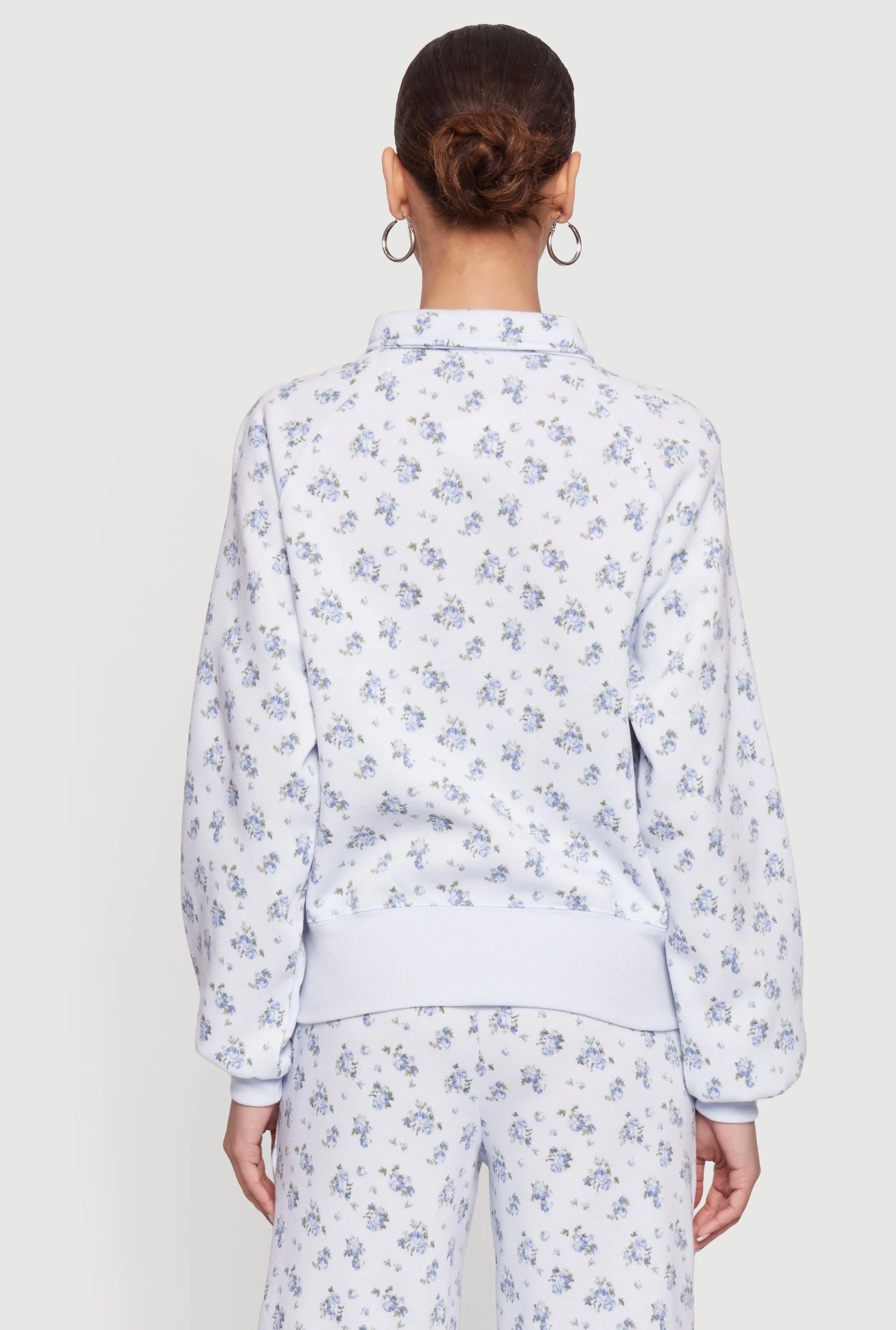 Ditsy Floral Print Raglan Sleeve Polo Sweatshirt sold by Rainbow product image thumbnail 5