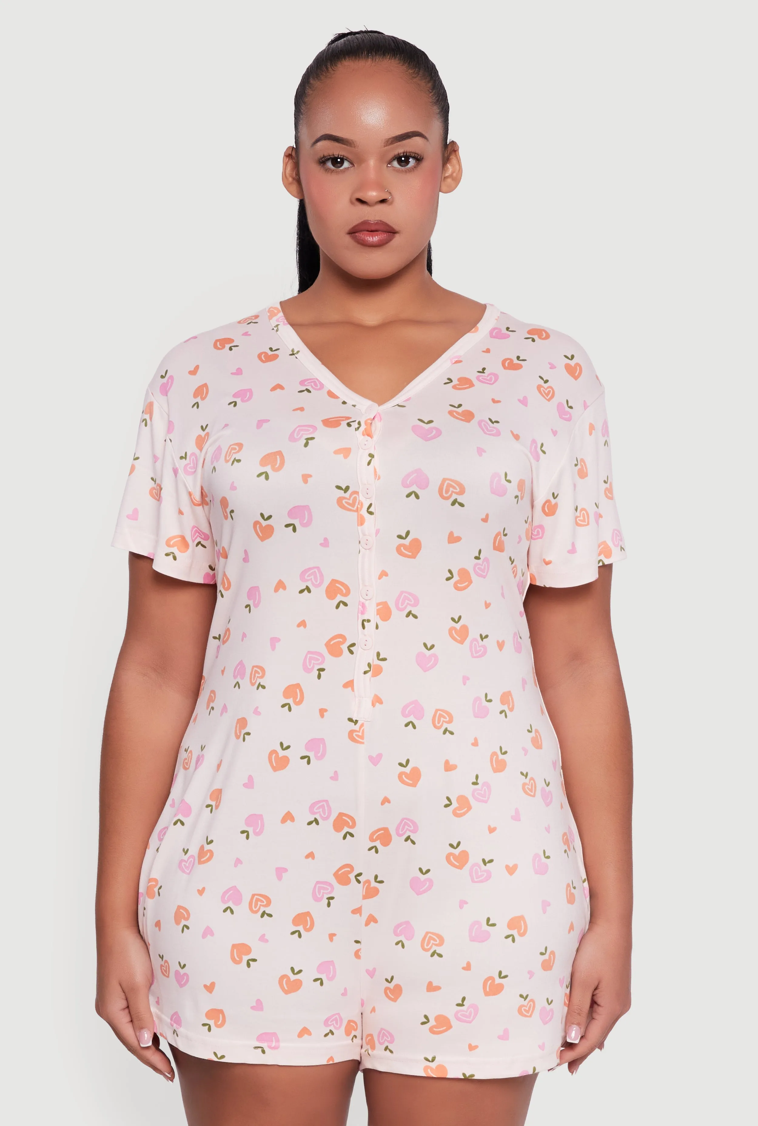 Plus Size Juicy Graphic V-Neck Pajama Romper sold by Rainbow product image thumbnail 2