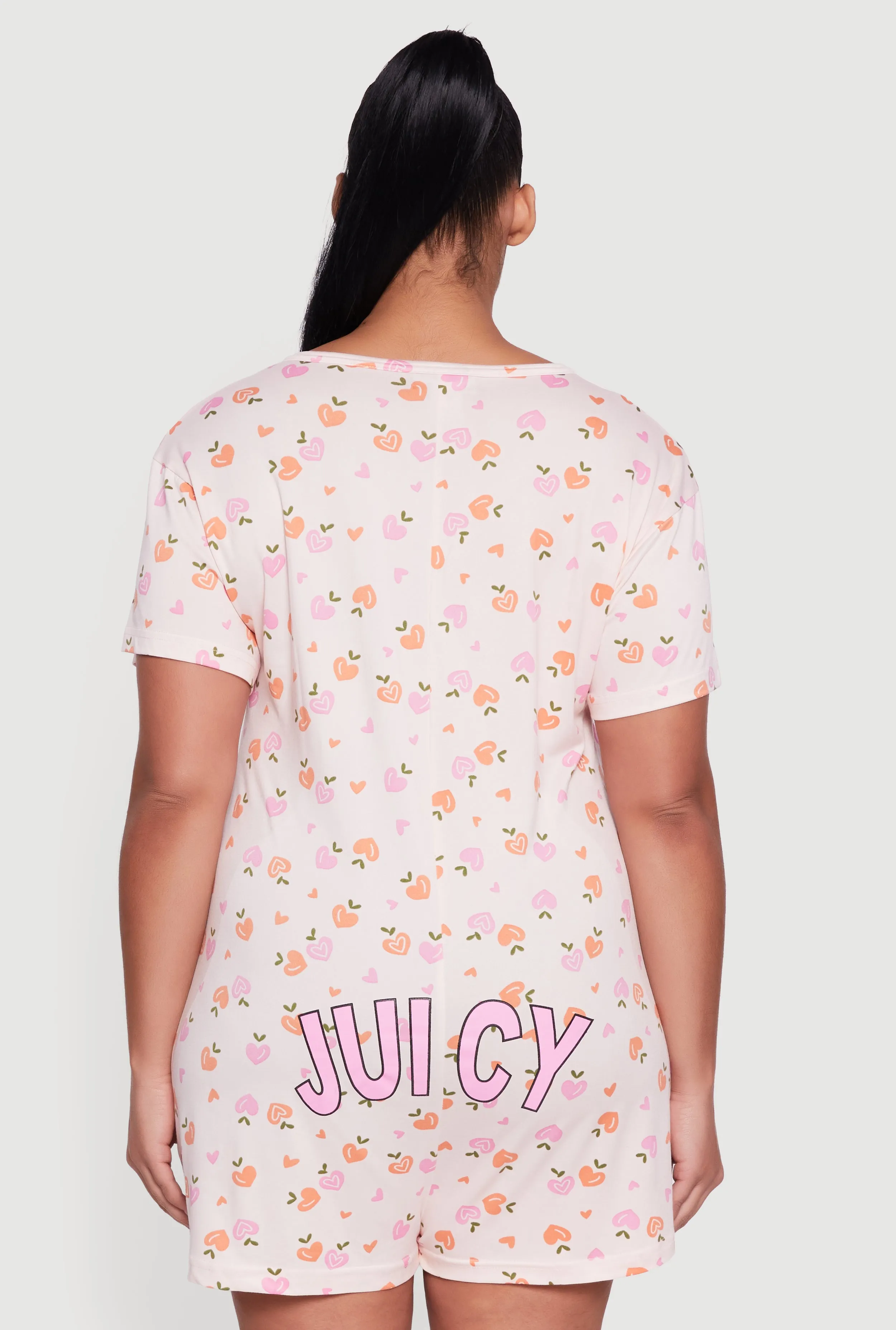 Plus Size Juicy Graphic V-Neck Pajama Romper sold by Rainbow product image thumbnail 3