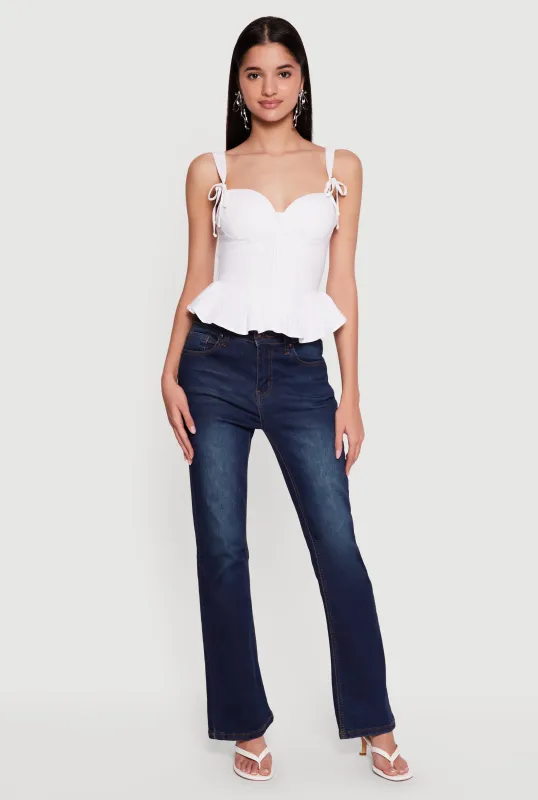 Cropped Tie Strap Peplum Bustier Top made by iris