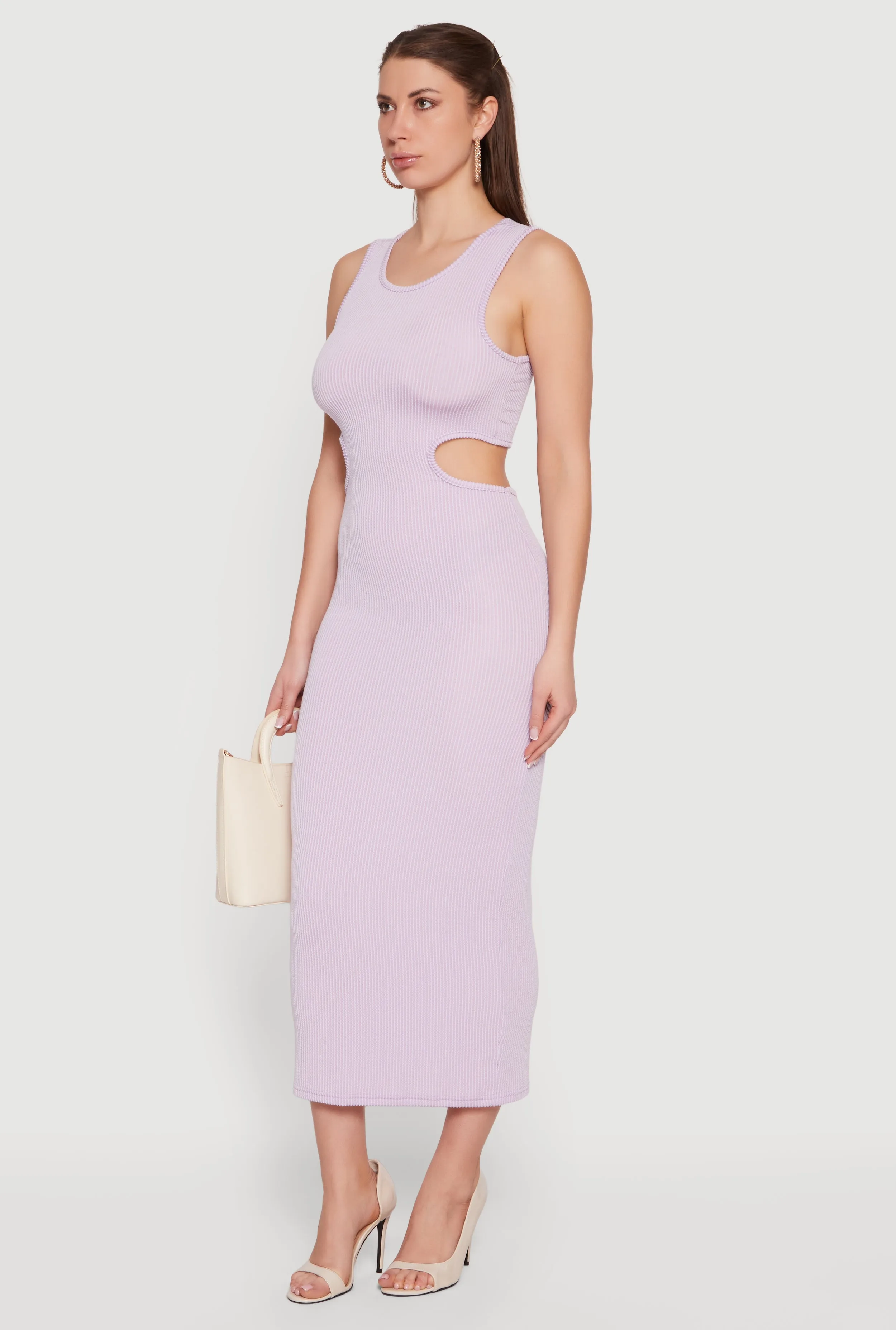 Ribbed Knit Cut Out Detail Scoop Neck Midi Dress sold by Rainbow product image thumbnail 2