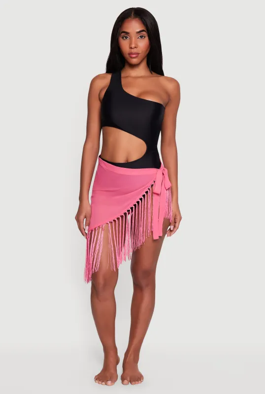 Fringe Side Tie Sarong Cover Up made by Rainbow