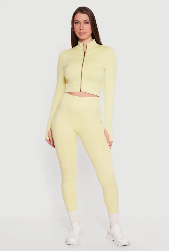 Compression Rib Seamless High Waisted Leggings made by Rainbow