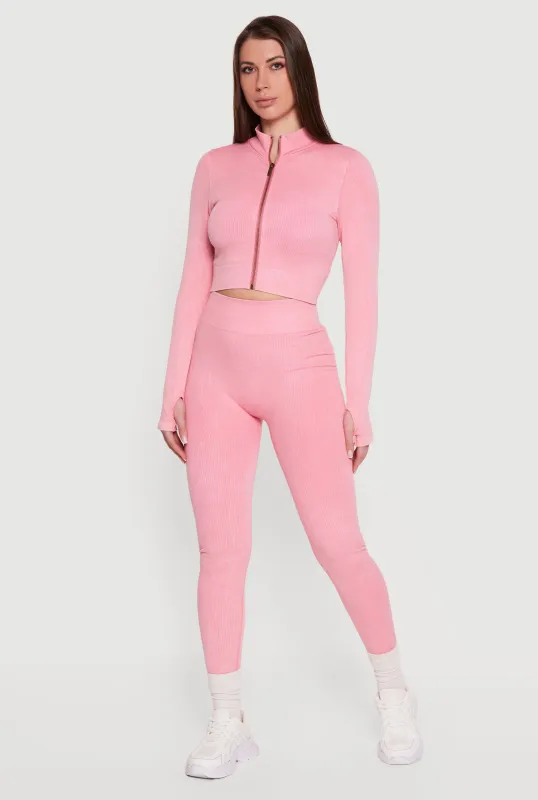 Compression Rib Seamless High Waisted Leggings made by Rainbow