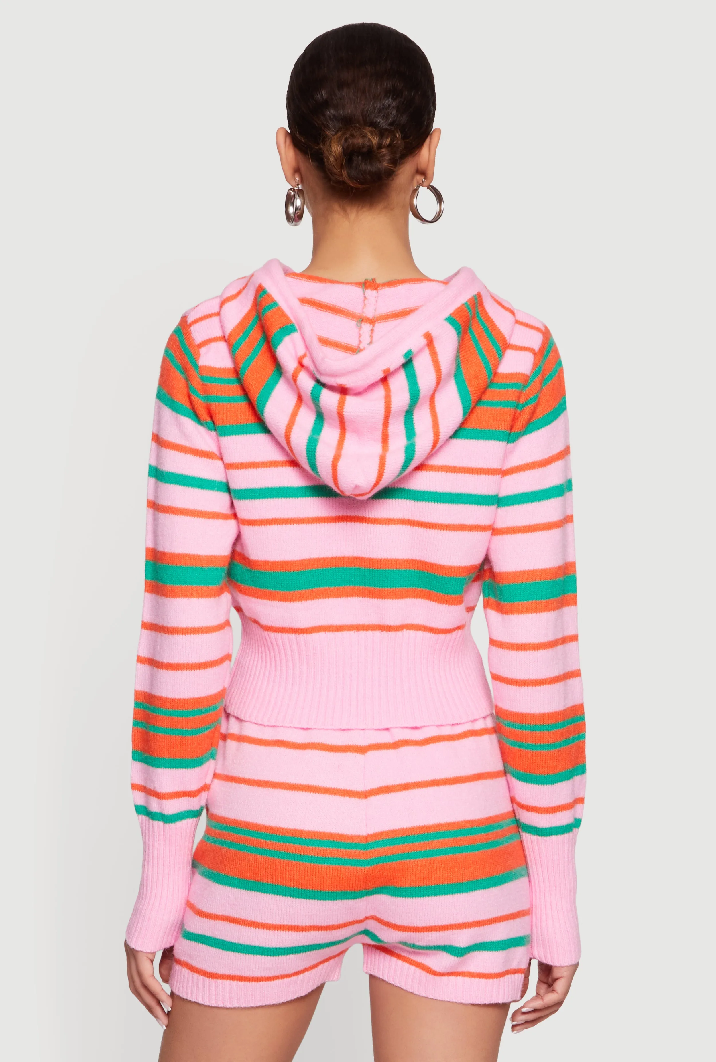 Striped Zip Front Hooded Sweater sold by Rainbow product image thumbnail 5