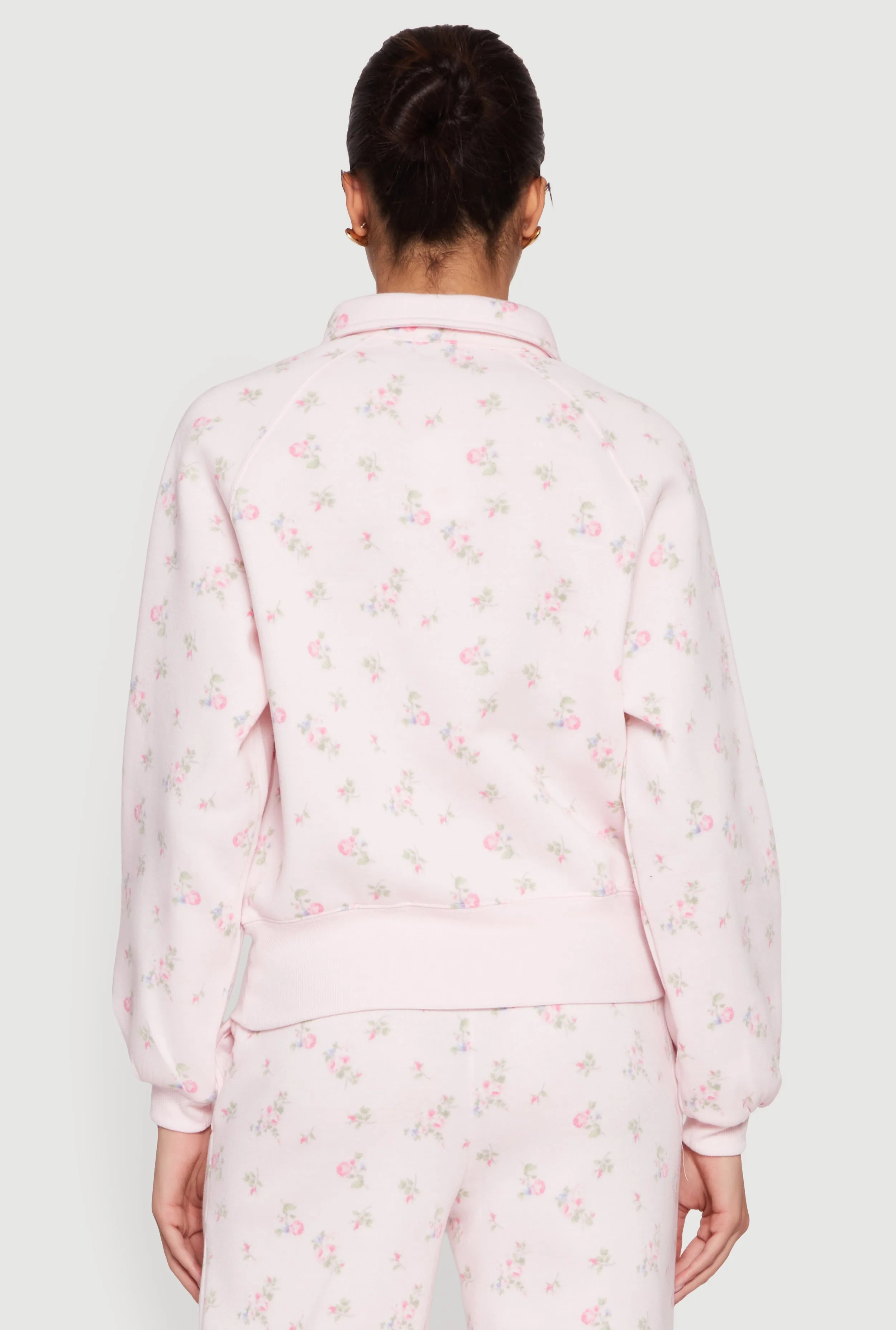 Ditsy Floral Print Raglan Sleeve Polo Sweatshirt sold by Rainbow product image thumbnail 5
