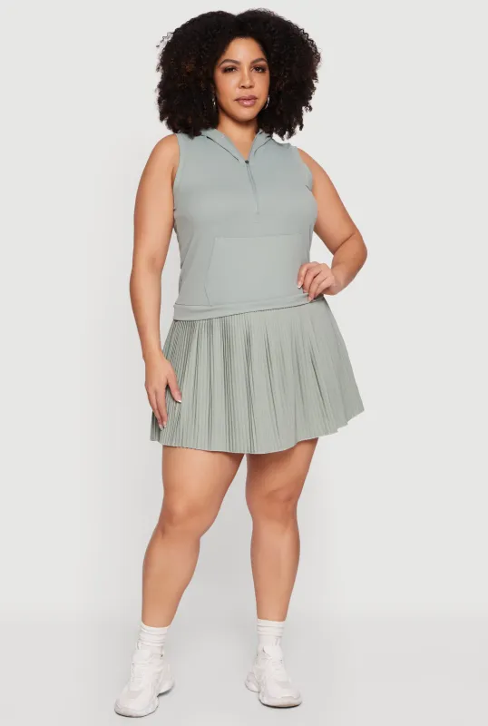 Plus Size Hooded Half Zip Sleeveless Tennis Dress made by Rainbow
