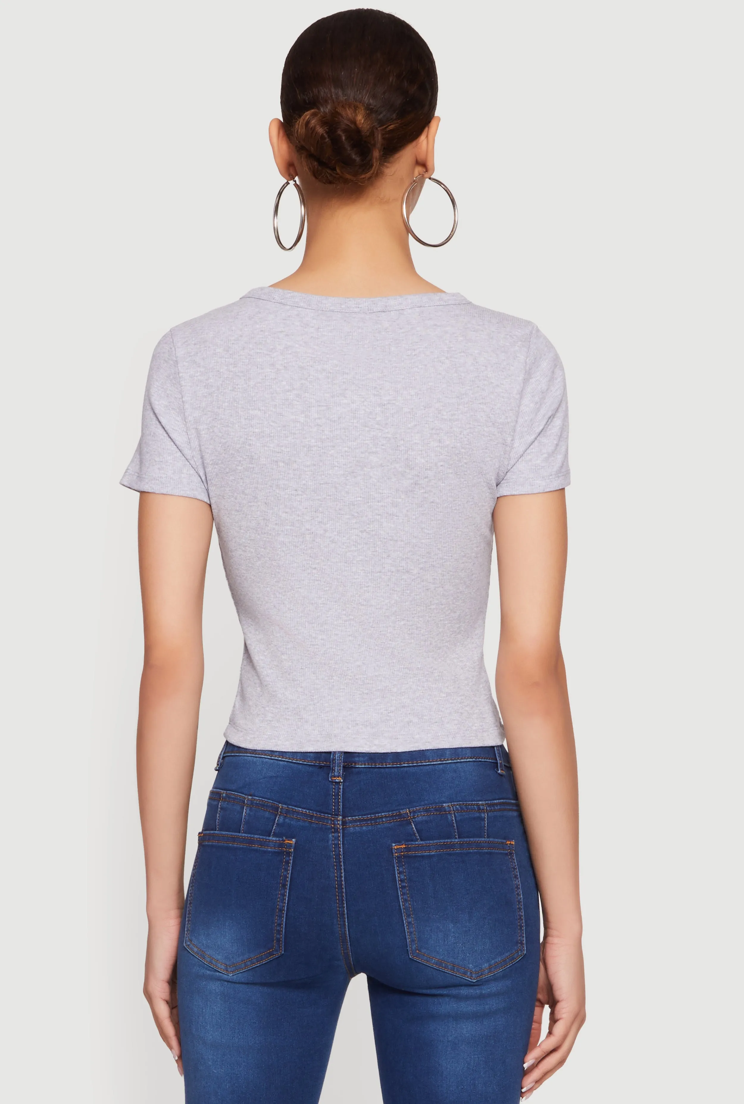 Ribbed Knit Button Front Crop Top sold by Rainbow product image thumbnail 5