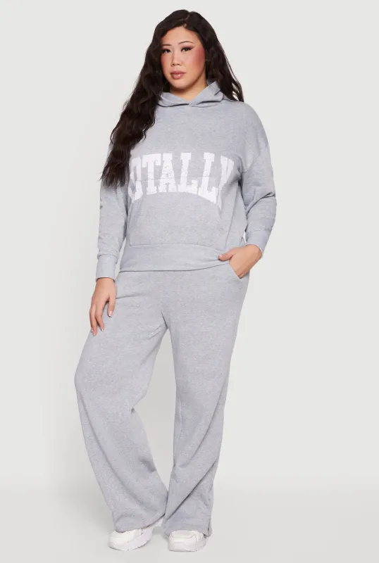Plus Size High Waisted Side Slit Sweatpants made by Rainbow