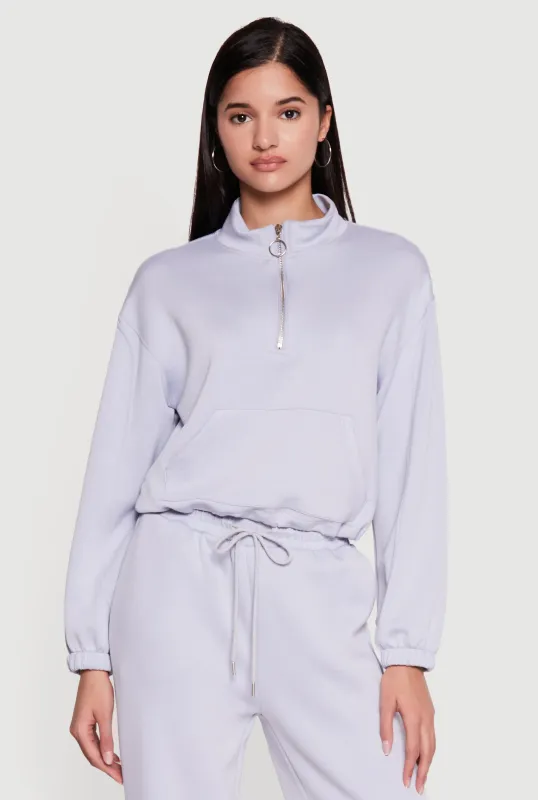 Mock Neck Quarter Zip Front Track Jacket made by Rainbow