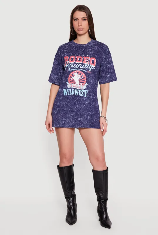 Acid Wash Graphic T-Shirt Dress made by Rainbow