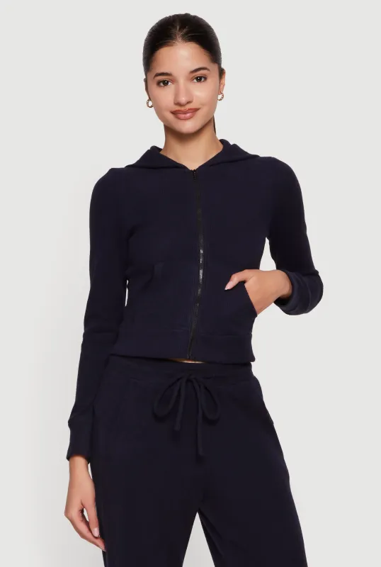 Long Sleeve Zip Front Hooded Sweatshirt made by iris