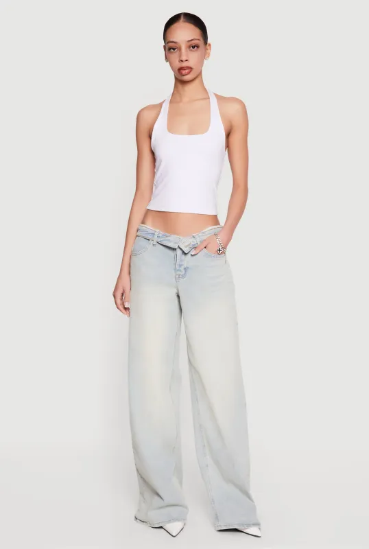 Almost Famous Fold Over Waist Baggy Jeans made by Almost Famous