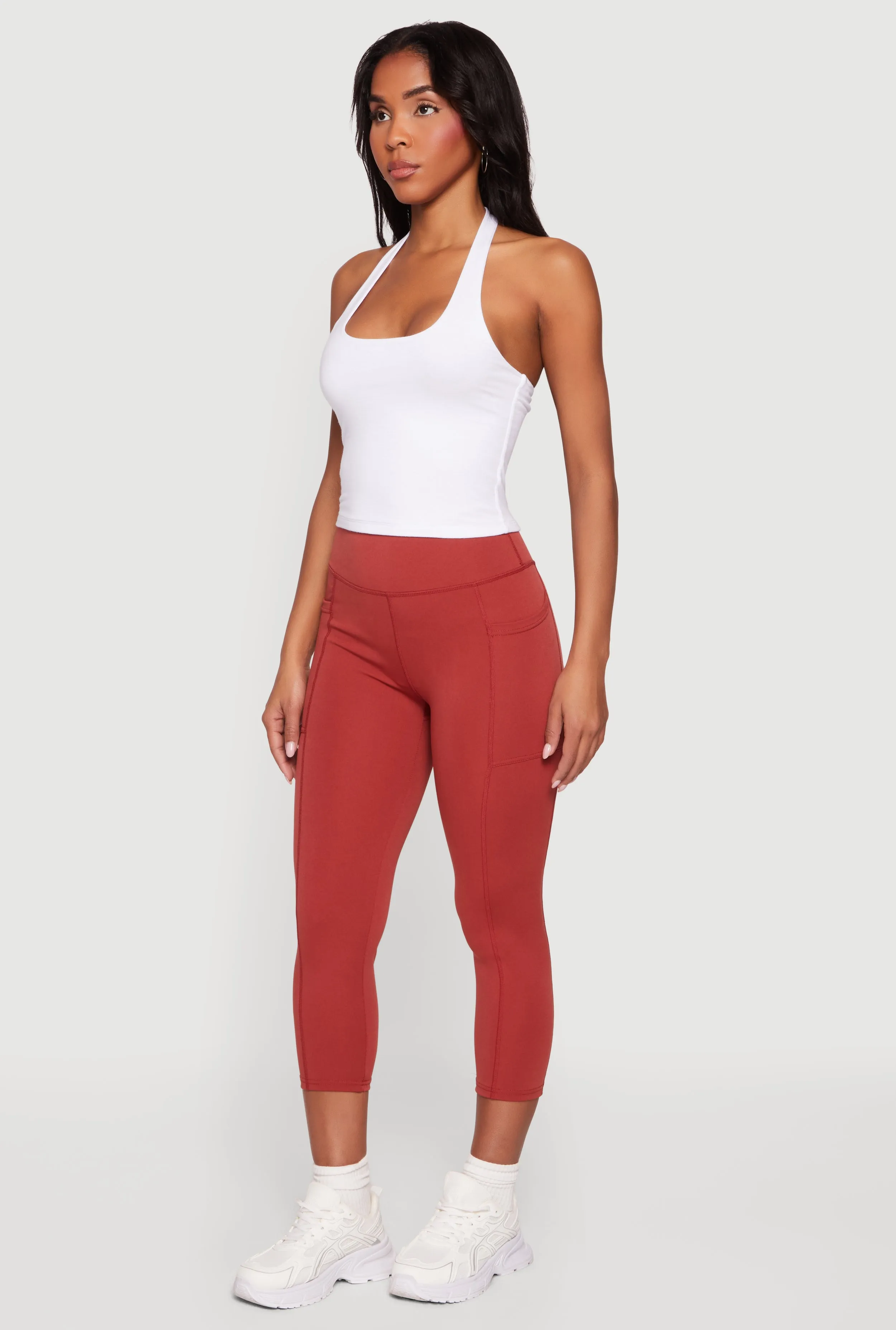 High Waisted Side Pocket Capri Leggings sold by Rainbow product image thumbnail 2