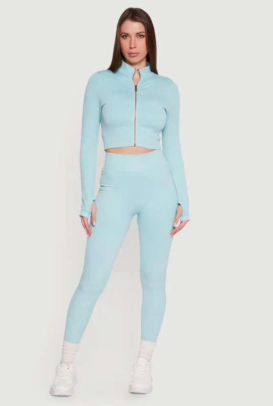 Compression Rib Seamless High Waisted Leggings made by Rainbow